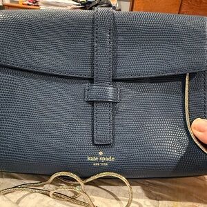 Like NEW kate spade Org $365 Navy Textured Leather Shoulder Bag